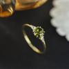 Fashionable and Creative Genuine S925 Silver Six-Prong Geometric Olive Green Jewelry Ring for Women Zircon Rings