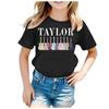 Summer Round Neck 3D Guitar Printed Top Fashionable Casual Short Sleeved Children's Girl T-shirts