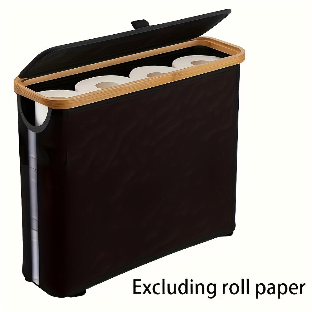 Large Capacity Toilet Paper Holder Foldable Space Saving Wood Frame with Gray Fabric End No Installation Required Toilet Paper Storage Containers
