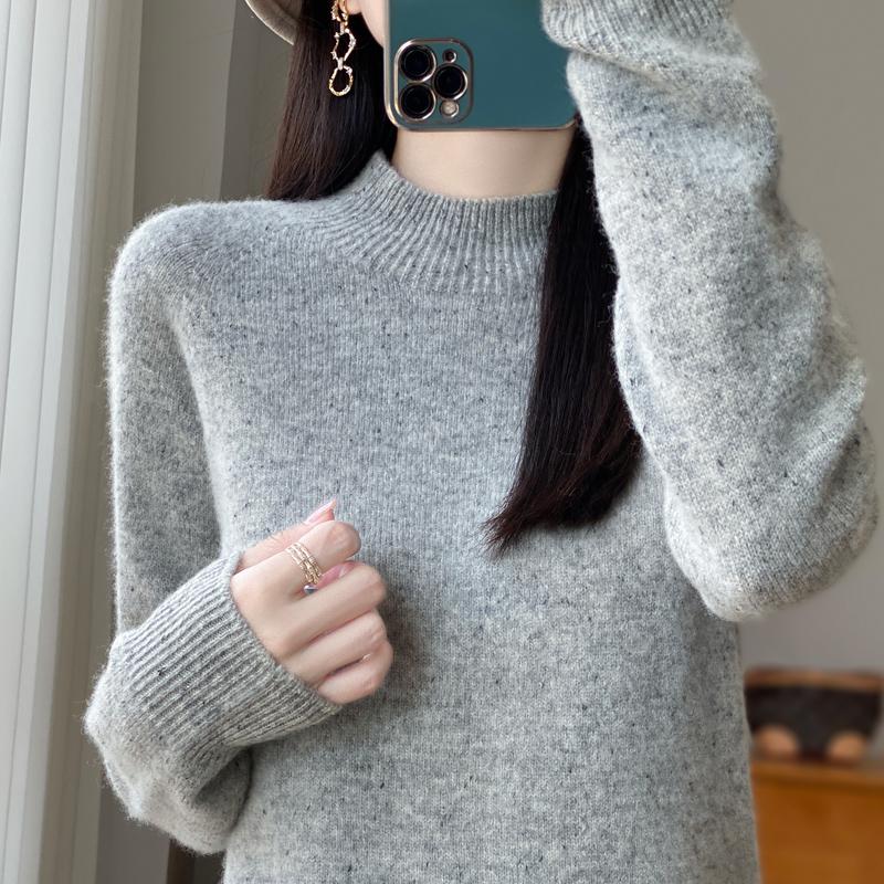 Women's Cashmere Sweater Qinghe Cashmere 30% Cashmere 70% Wool Autumn and Winter Cashmere Thick Pullover Soft and Warm