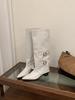 High Heel Pointed Brown Pants Boots Women's Boots 2025 Autumn and Winter White Skinny Boots Medium Knight Boots