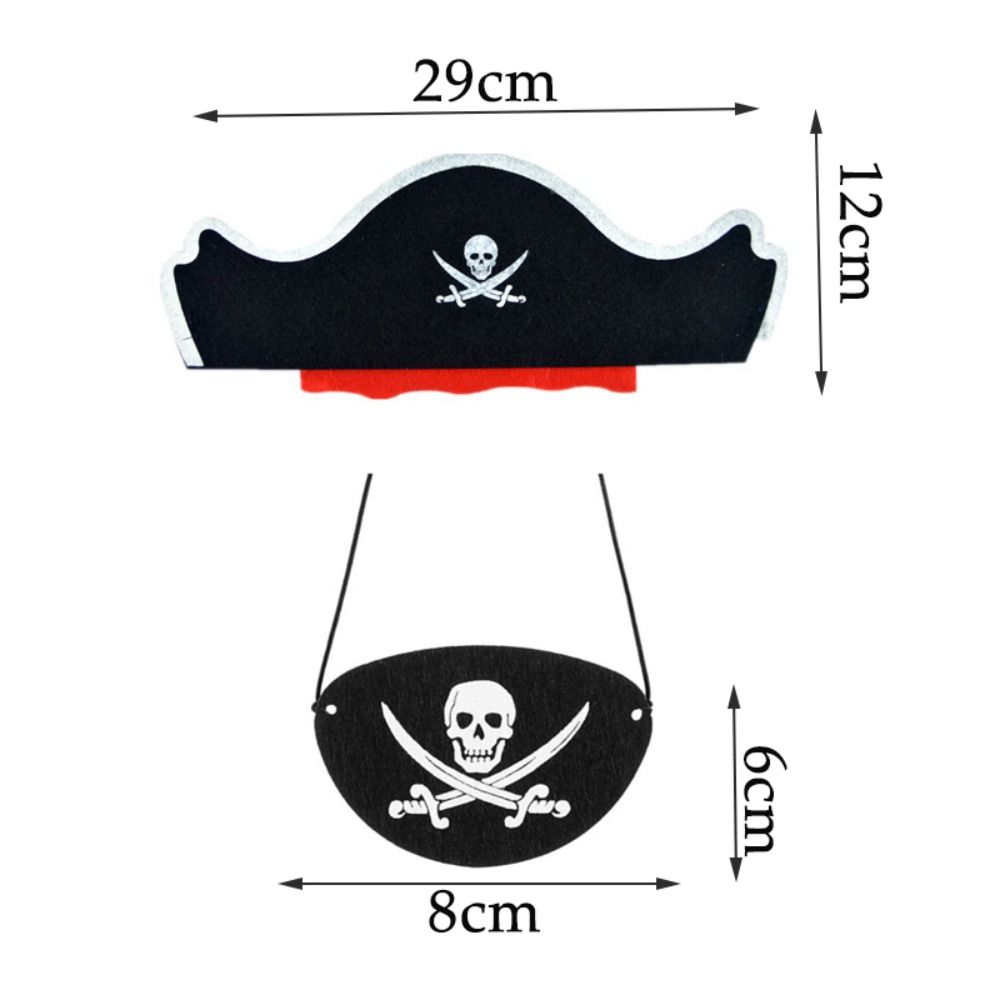 5Pcs Black Skull Pirate Captain Cap Horror Felt Pirate Hat Party Supplies Easter