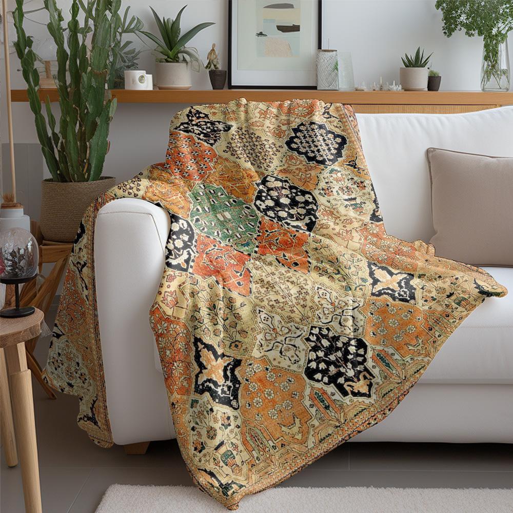 Vintage marokkanische Kilim Flanell bedruckte Decke geeignet für alle Jahreszeiten geeignet für Wohnzimmer Büro Sofa und Reisen