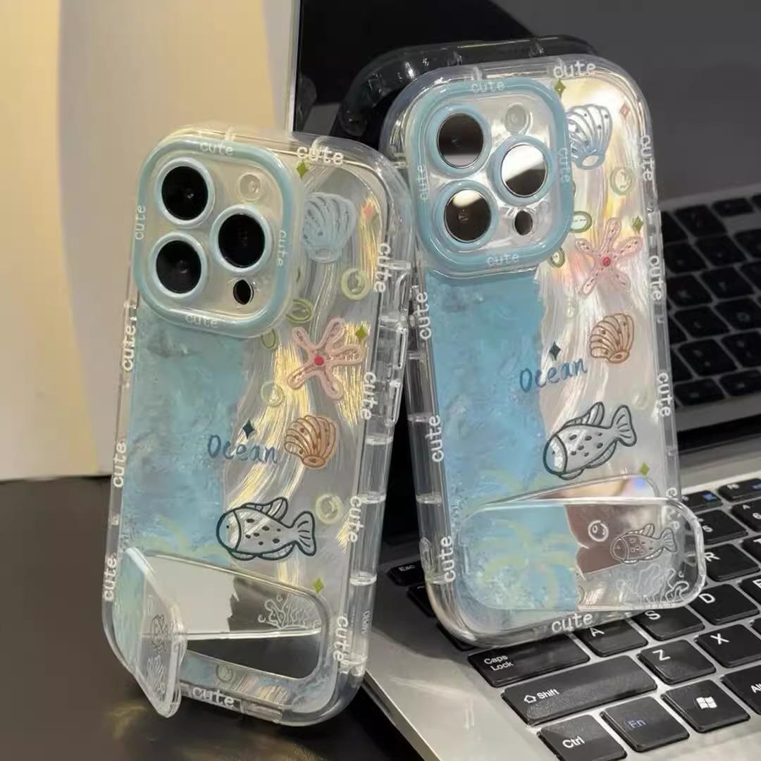 

Blue Ocean World for IPhone 16 Mobile Phone Case for IPhone 15/14PROMAX Feather Puff Creative For Apple X