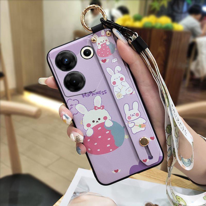 Cute Lanyard Phone Case For Tecno Camon20 Pro 5G/CK8n Silicone Phone Holder Soft case Back Cover Waterproof Wrist Strap