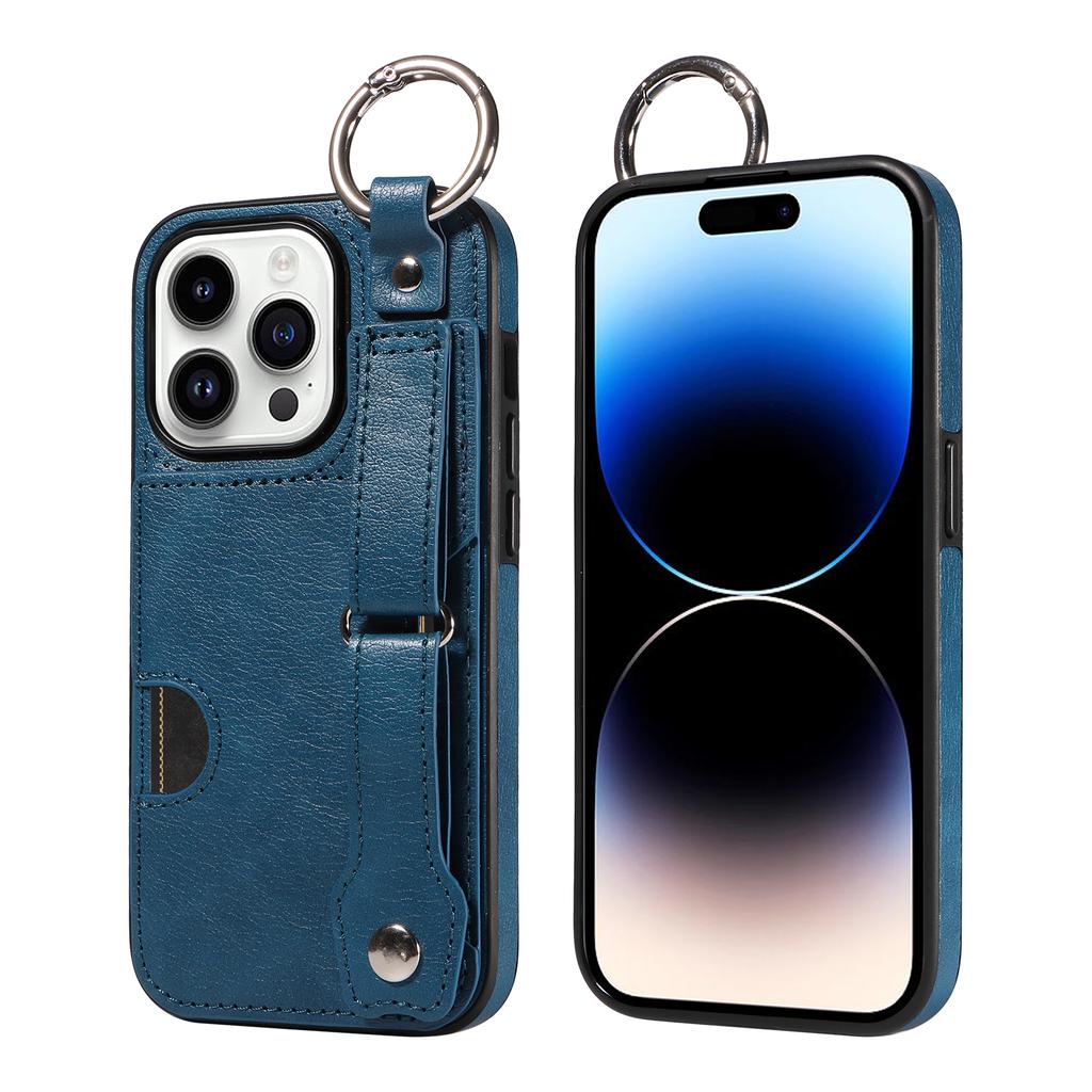 Etui na telefon ze skóry PU z kieszeniami na karty, z pierścieniem na palec i klamrą do paska na nadgarstek do iPhone'a XS, XR, XS Max, iPhone'a 7,8,7Plus,11,11Pro,11Pro,12,13,14,15...