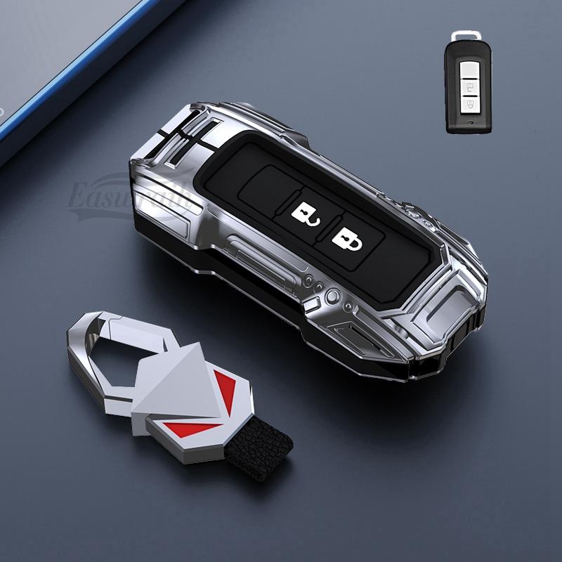Car 2/3Buttons Key Case Cover Holder Chain For Mitsubishi Outlander 2015 2017 Xpander Triton ASX LANCER Pajero Car Styling