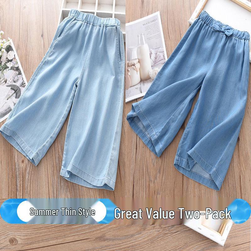 Sommer-Jeans mit weitem Bein für Mädchen - Trendig und vielseitig für mittlere und große Kinder
