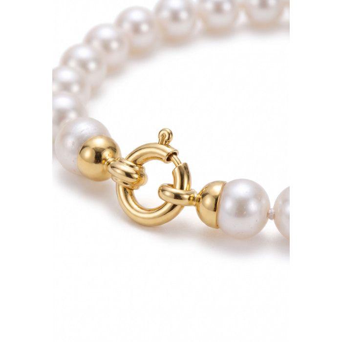 Bracelet - PEARLS & COLORS - Prestige - Perles d'eau douce 8-9 mm - Perles blanches AAA+ - Or jaune 9 ct