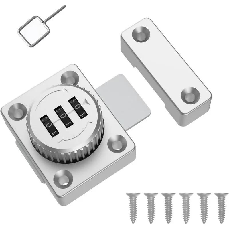 

Замок-защелка для ящика без перфорации с паролем Замок для двери внутреннего шкафа Замок для шкафа с паролем Замок для ящика с функцией нажатия и вытягивания Двустворчатый замок для шкафа серебряный