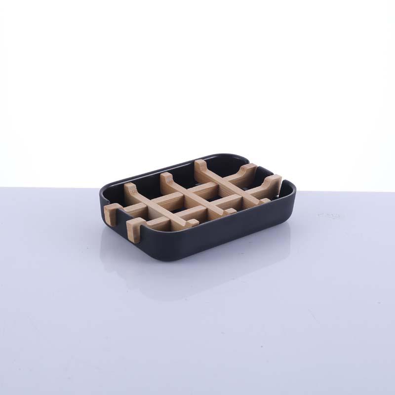 

Bamboo Soap Bamboo Eco-friendly Portable Soap Dish with Handcrafted Wooden Holder and Tray for Bathroom Storage чёрный