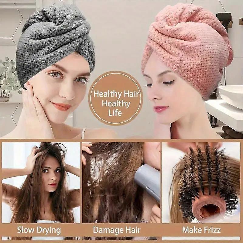 Women's Quick-drying Microfiber Hair Drying Towel and Cap Set, Absorbent Shower Hair Drying Towel
