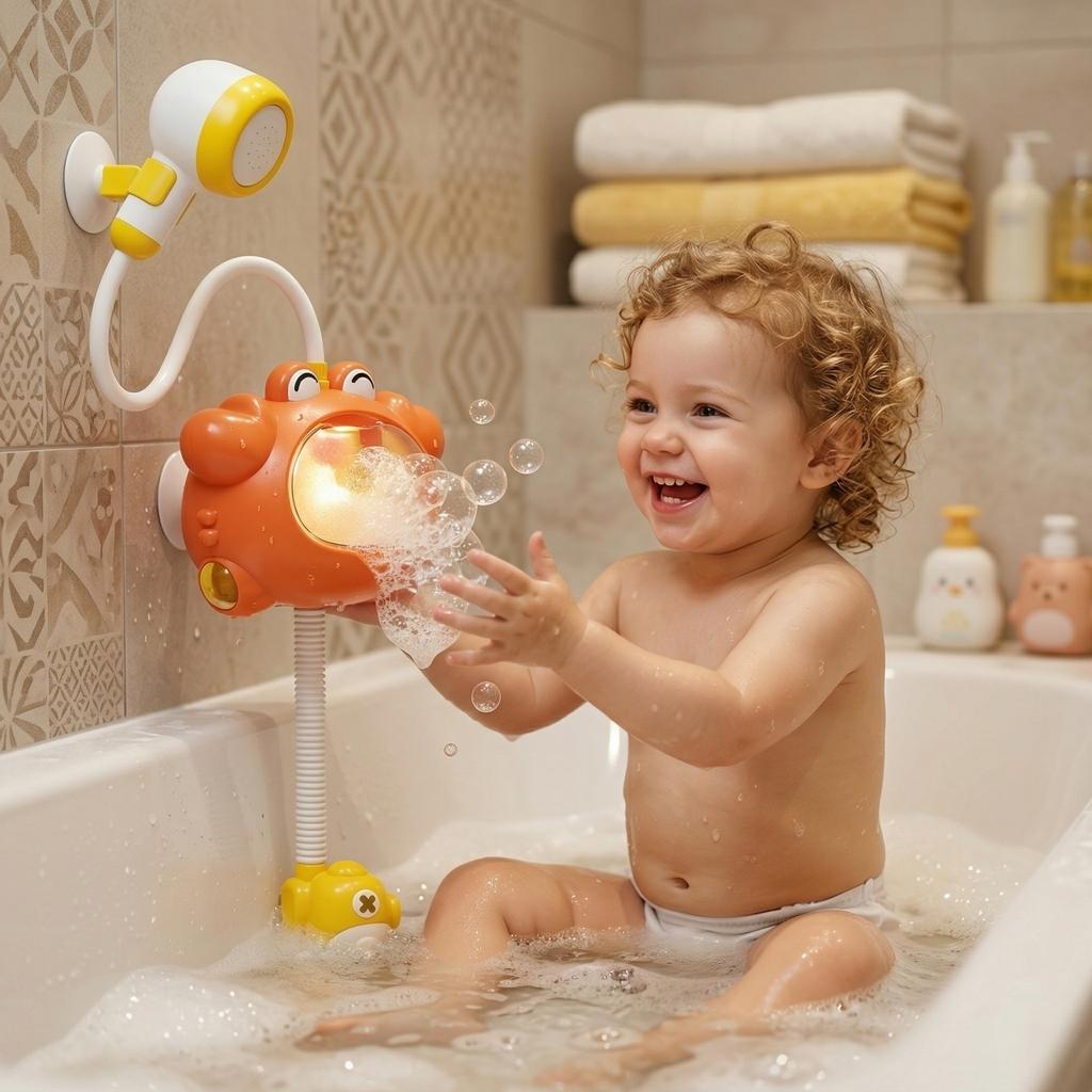 Baby Shower And Water Play Toy, Electric Light, Crab Spitting , Children's Shower Head, Baby Bathroom Toy