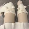 Autumn And Winter Thickened Lamb Wool Cute Sweet Ball Velvet Vertical Stripe Cotton Micro Pressure High Tube Knee Socks Long Tube