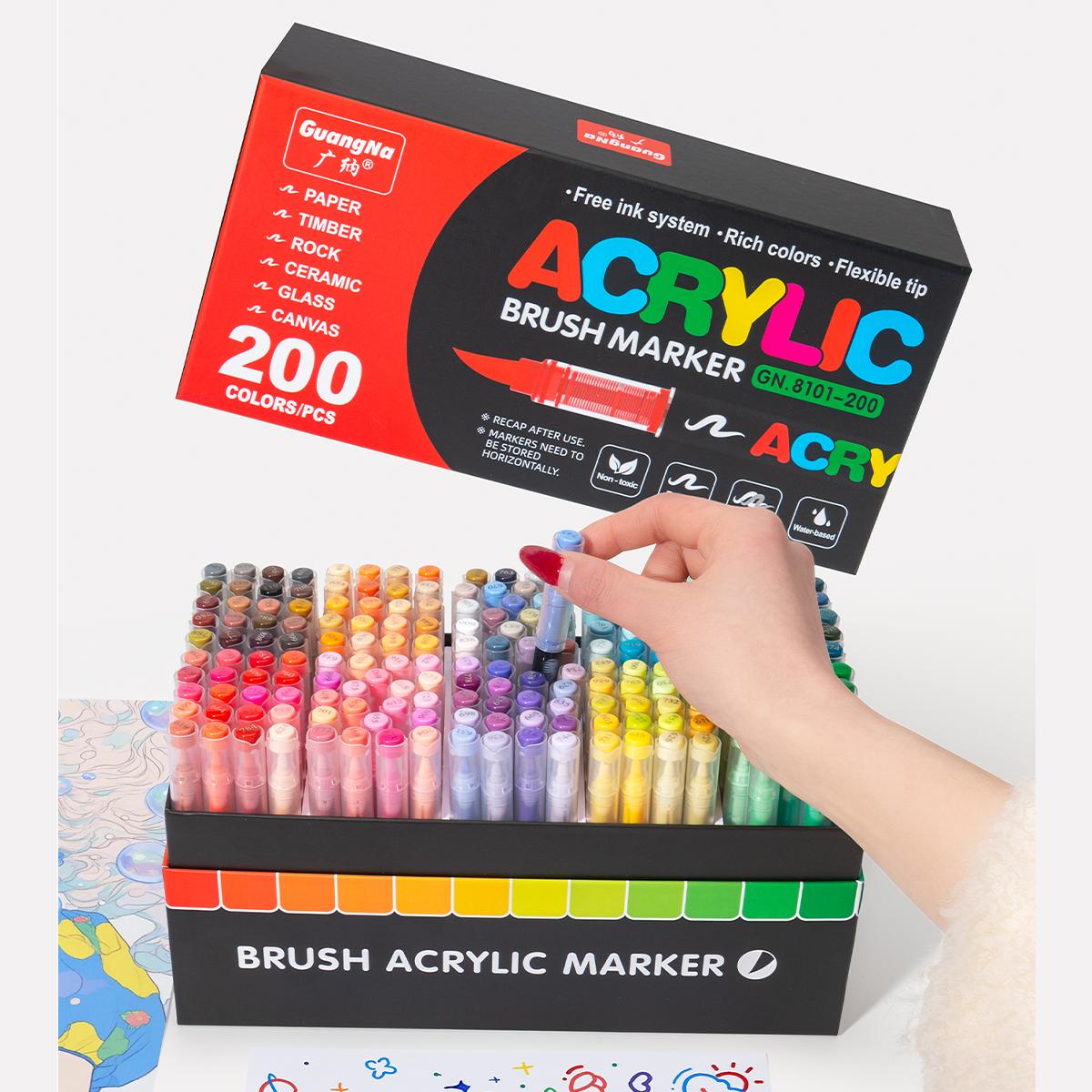 

200-288 Colors/Box Christmas-Themed Marker Set - Soft-Tip Straight Liquid Acrylic Markers for DIY Holiday Doodle Art Painting