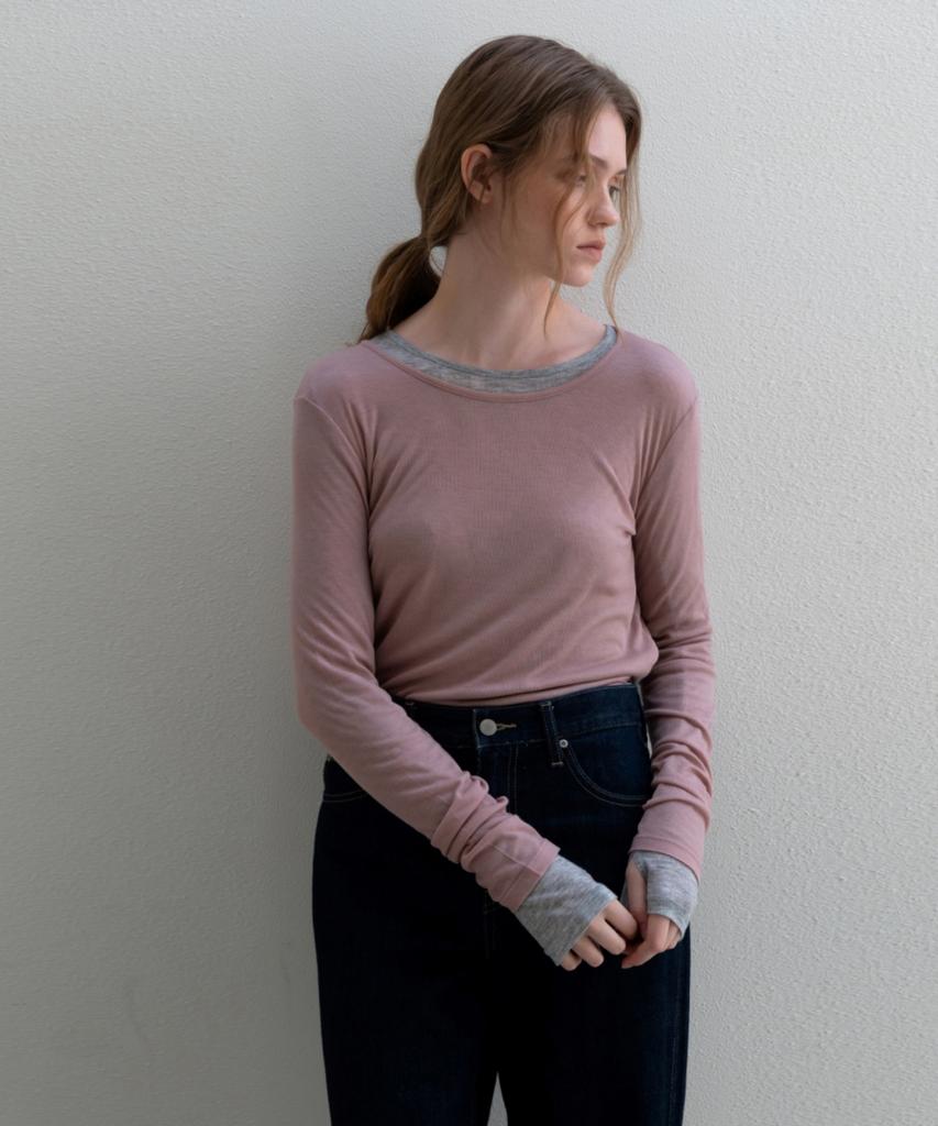 UNNOUT Soft Wool Jersey T-Shirt Dusty Pink