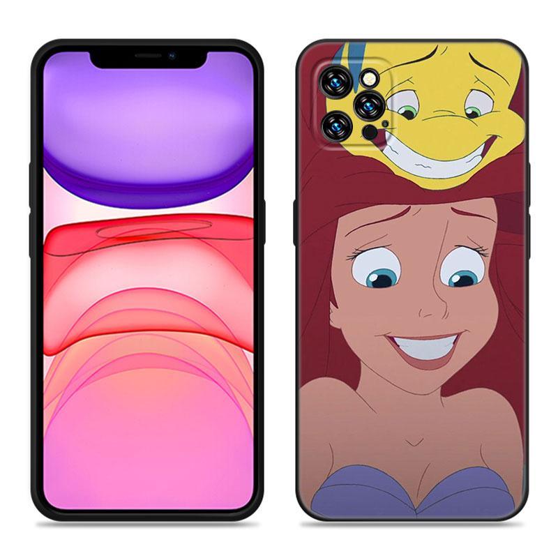 The Little M-Mermaid Phone Case For Apple iPhone 12 13 Mini 11 14 15 Pro Max 7 8 Plus X XR XS SE 2020 2022 Black Silicone Case