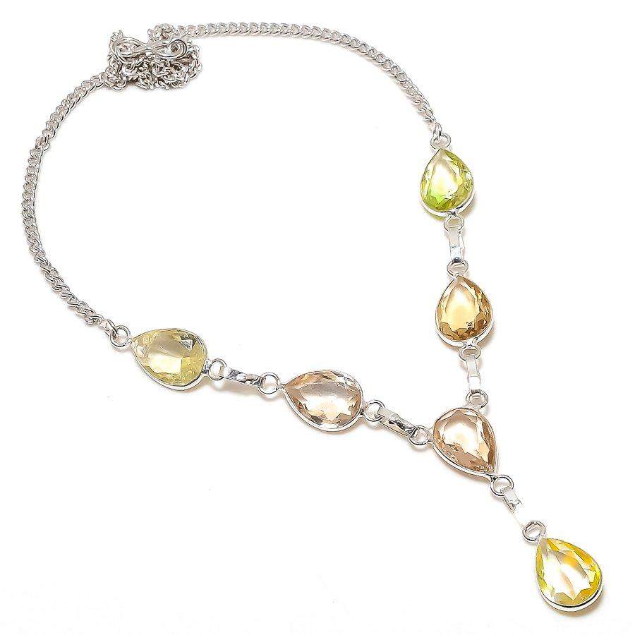 

Натуральный цитрин, ювелирное ожерелье ручной работы из стерлингового серебра 925 пробы, 18 дюймов, g6p45