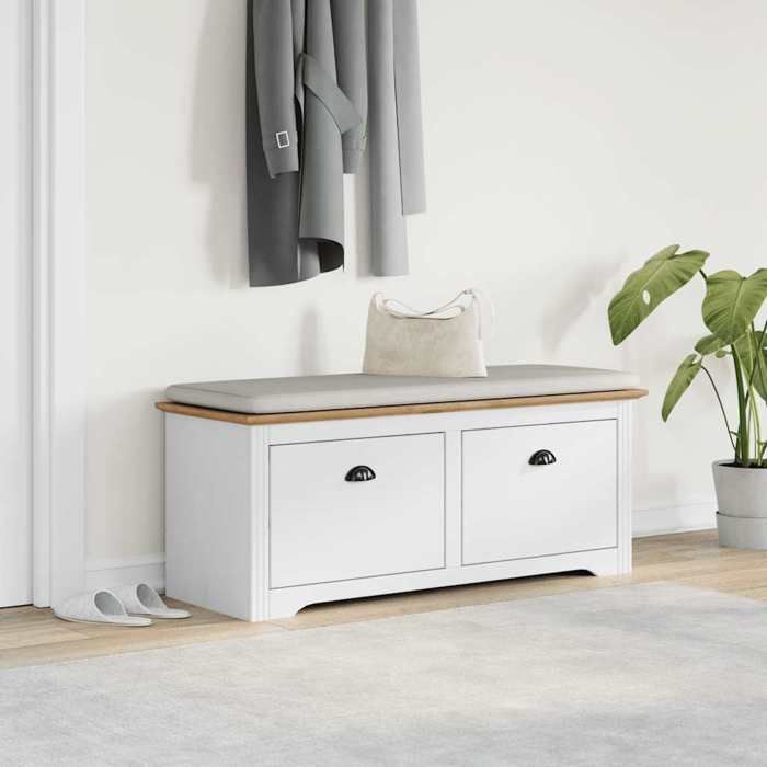 VidaXL Banc de couloir BODO blanc et marron 114x40x45 cm, banc, siège de couloir, banc de rangement, banc d'entrée, meuble 4016870