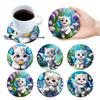 6Pcs Wooden Cup Coasters Set Aesthetic Non Slip Round Coasters Exquisite Coffee Mug Coasters Decorative Cup Mats for Home Office