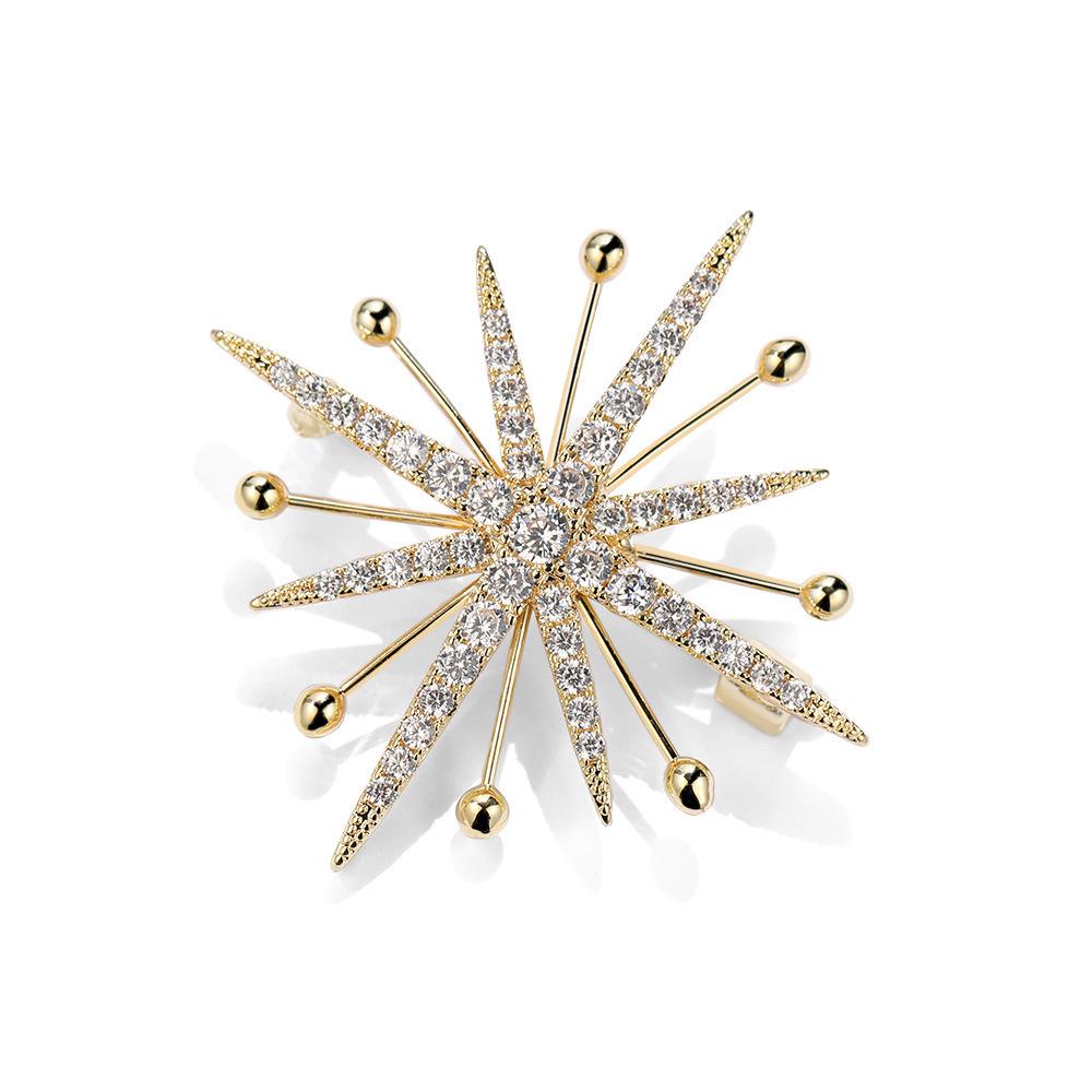 Bo Xin Yun Luxury Zirconia Snowflake Brooch: Classic Anti-exposure Accessory Pin