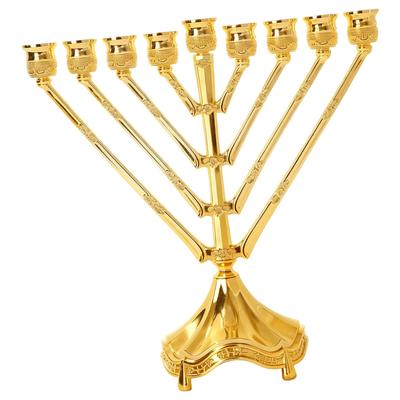 Accesoriu Elegant pentru Suport de Lumânări 9 Brațe Menorah Vintage Aliaj de Zinc pentru Decorarea Sărbătorilor de Familie