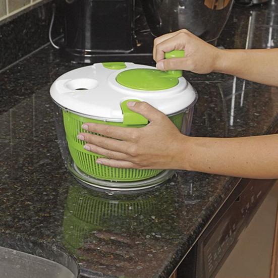 Salad Spinner Small Vegetable Dehydrator One-Hand Operation Lettuce Washer And Spinner with Serving Bowl 3.5L Fruit Drainer Salad Dryer