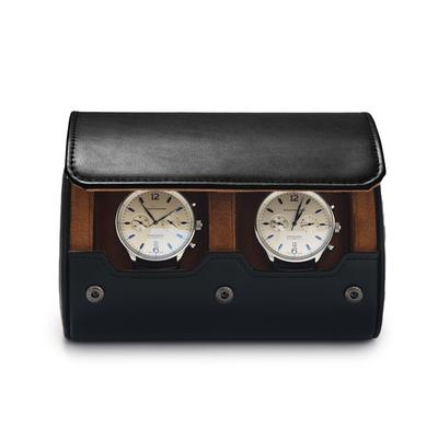 Woodten Luxury Leather Watch Case with Double Travel Watch Storage Gift for Men and Women Slots, Case,