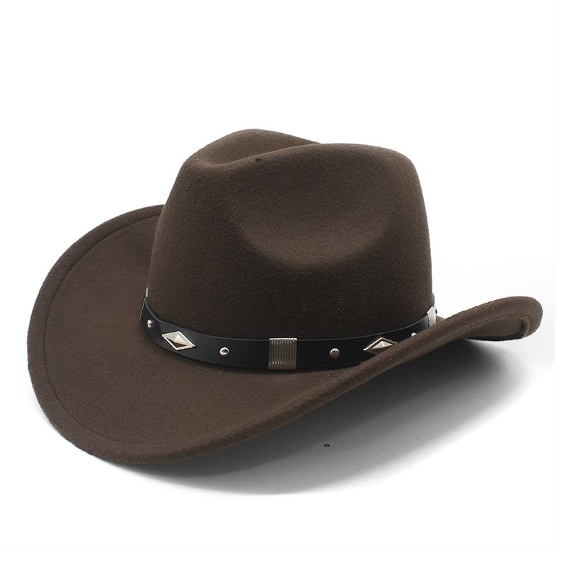 Spring Edge Cowboy Hat Western Wind Curved Edge Metal Accessories Top Hat Men'S And Women'S Hats