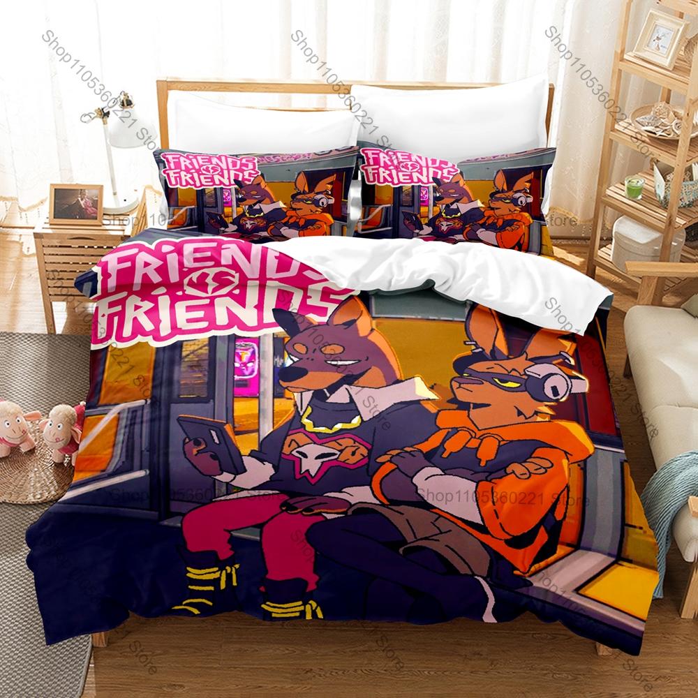 Chaotic Cartoon FPS Deckbuilder Friends vs Friends Full Printed 3PCS Bedding Duvet Cover + 2 Pillowcases Teen Dorm Home