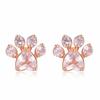 Rose Gold Zircon Cat Paw Earrings: Cute, Unique Design