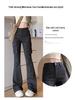 Women's Gray Micro-Flare High-Waisted Cargo Pants, 2025 Spring/Summer Collection - Slimming Multi-Pocket, Floor-Length