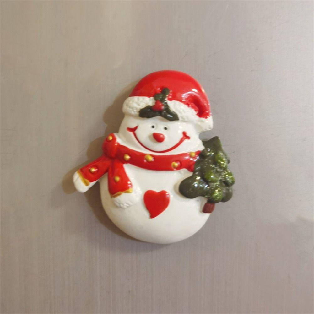Christmas Theme Christmas Refrigerator Sticker Figurine Resin Snowman Christmas Tree Magnet Fridge Cartoon Santa Claus