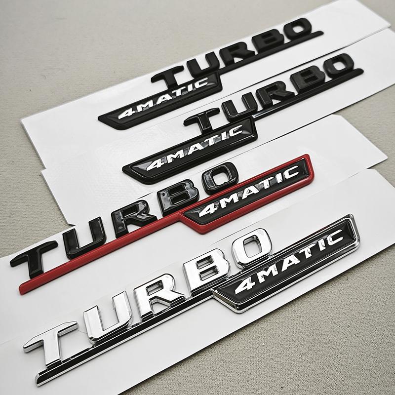 2pcs 3D ABS Chrome Car Letters TURBO 4MATIC Logo Fender Side Badge For Mercedes AMG A35 45 A45S W177 W176 Stickers Accessories