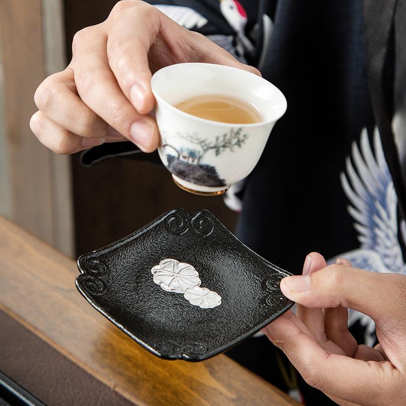 Ceramic Coaster Creative Crude Pottery Tea Tray Black Pottery Insulation Pad Zen Home Kung Fu Tea Set Tea Ceremony Accessories