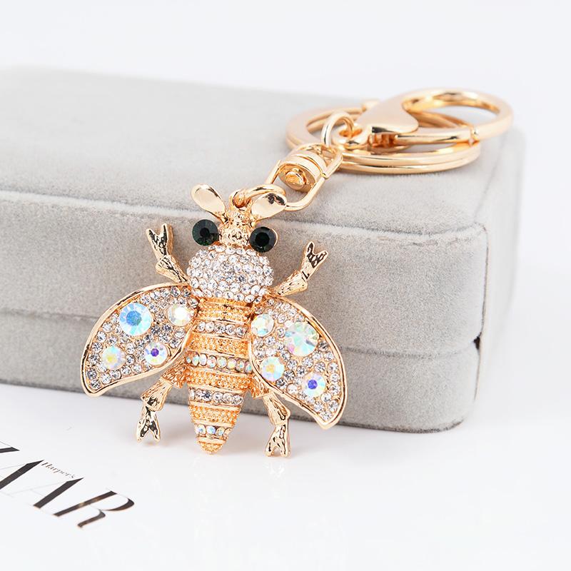 EASYA New Arrival Crystal Insect Shape Chaveiro Keychain Cute Sparkling Metal Key Ring Holder Accessories For Women Girls Bag