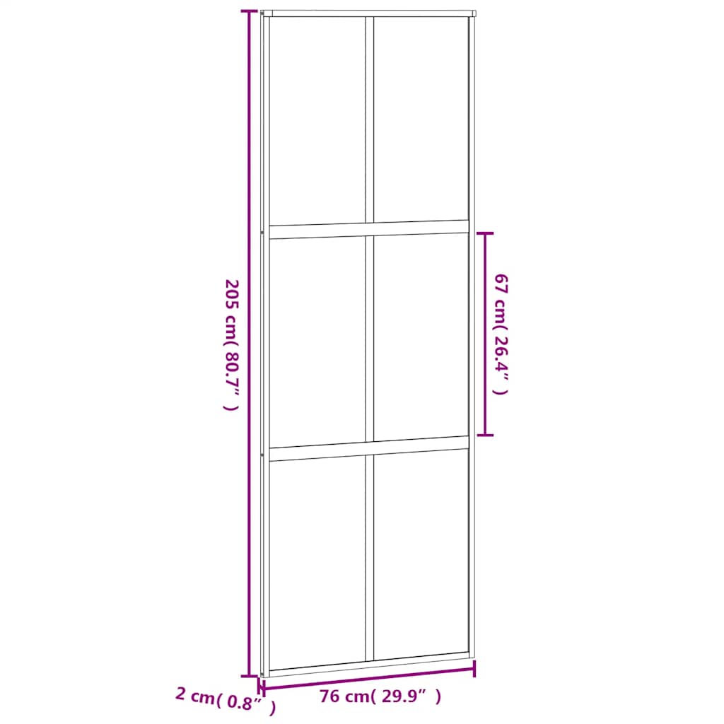 Sliding Door Black 76 X 205 Cm Tempered Glass and Aluminum