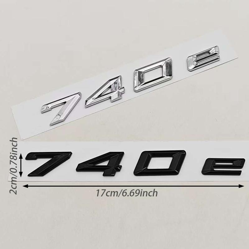 3D ABS Chrome Car Letters Logo 740e Rear Trunk Badge Emblem Sticker For BMW 7 Series EV 740e G11 Auto Tail Marking Accessories