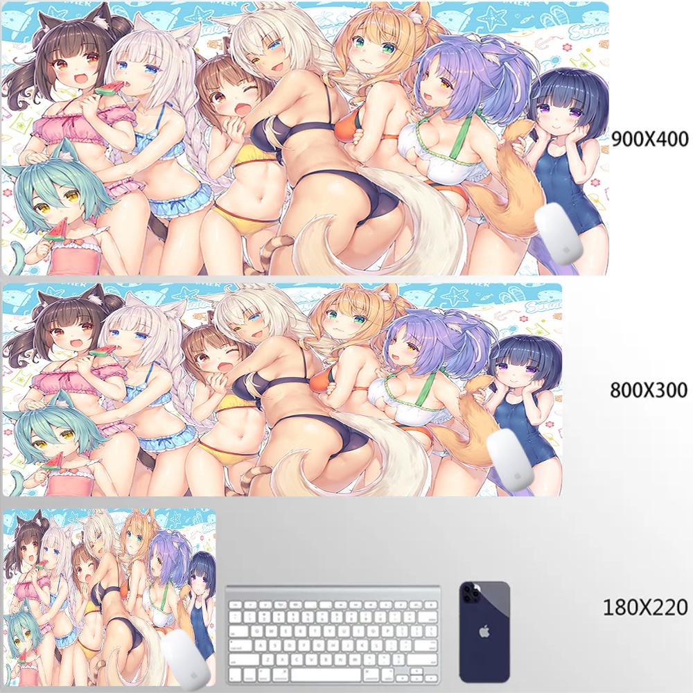 Large Nekopara Escritorio Mouse Pad Non-Slip Rubber Laptop Cushion Gabinete Gamer Mousepad Pc Kawaii Cute Anime Girls Deskmat