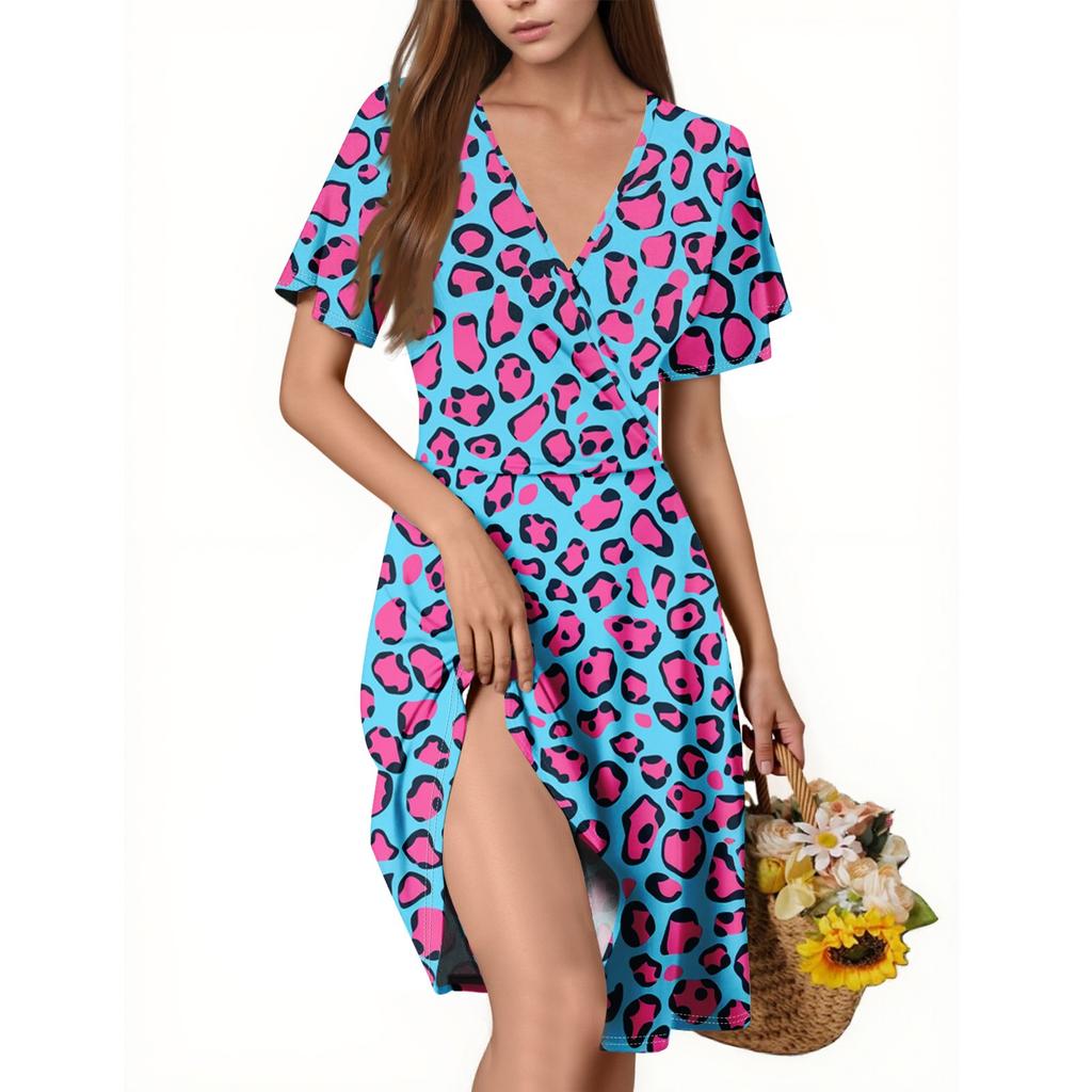 Damen Freizeitmode V-Ausschnitt Ärmellos Druckkleid