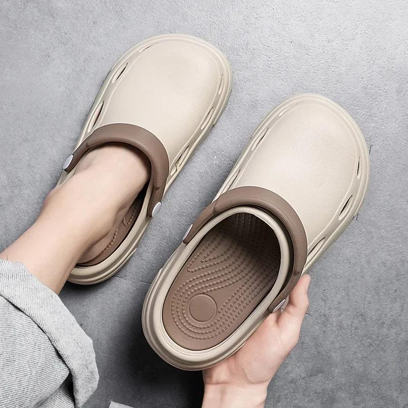 Fashion Summer Men Sandals Slippers Fashion EVA Thick Bottom Shoes Anti Slip Baotou Slippers Outdoor Beach Women Flip flops Garden Shoes