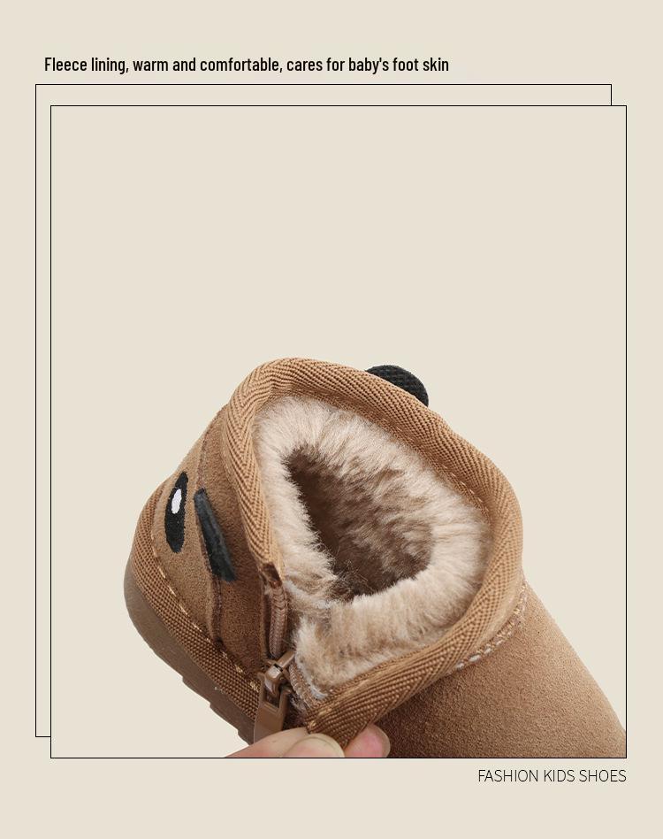 Toddler Boys' Matte Leather Snow Boots - Warm Cotton Winter Shoes