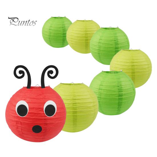 

Гусеница бумажные фонарики потолочные подвесные фонарики украшения с глазами и ртом для школьного класса день рождения декор 20cm 7pcs