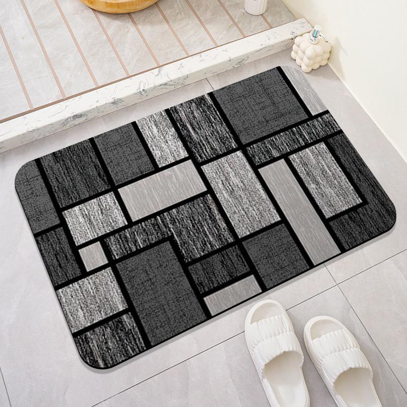 Moderní Geometrická Rohožka Color Block Neklouzavá Omyvatelná Abstraktní Čtvercová Vstupní Rohožka do Koupelny Kuchyňská Podlahová Rohožka Domácí Dekorace
