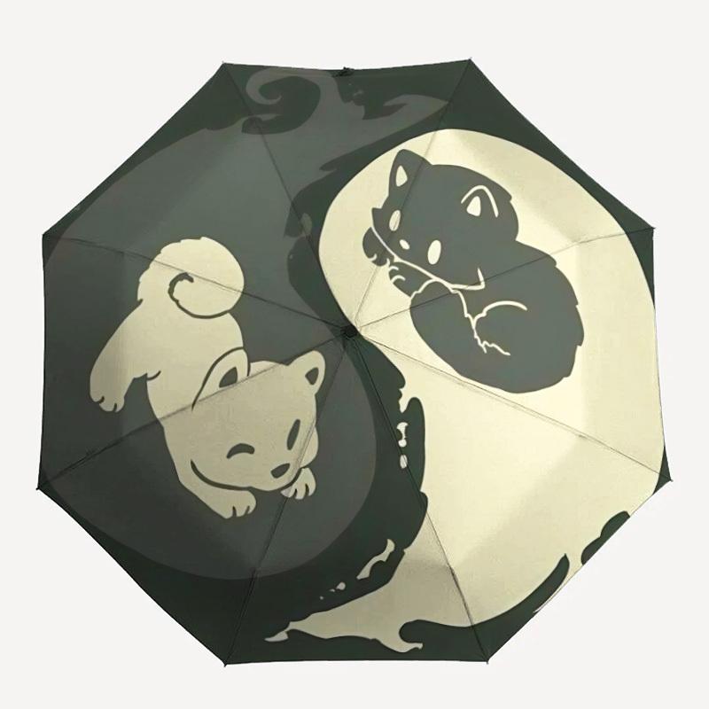 

1pc Cats YinYang Auto Open/Close Umbrella with Windproof, Functional Design, 8-Rib Sturdy Canopy