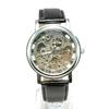 Nostalgic Hand-wound Skeleton Wristwatch with Visible Balance Wheel Movement (silver Leather with Black Accents)