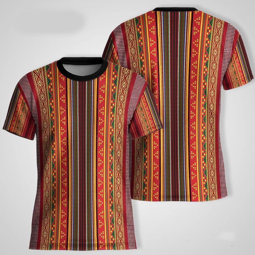Summer Vintage Ethnic Tribal Style T-shirt Men T-shirt Short Sleeve O-neck Casual Tshirts Clothes Women Fashion Clothing Daily Tees Top