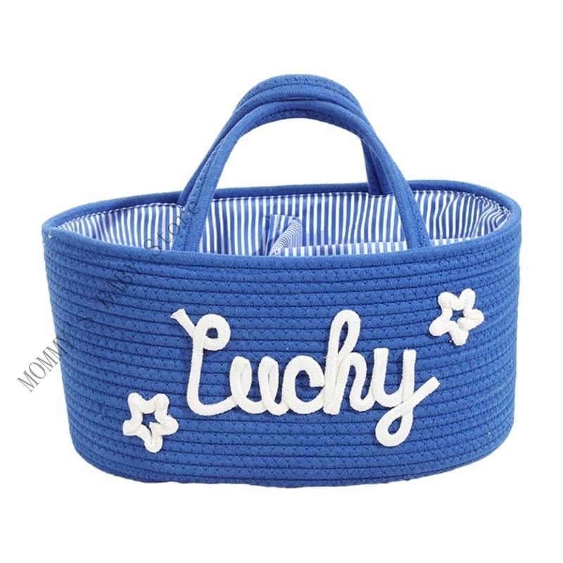 H3CD Stylish & Functional Cotton Rope Storage Bin Baby Nursery Organizers Easy to Carry for Baby Supply & Household Items