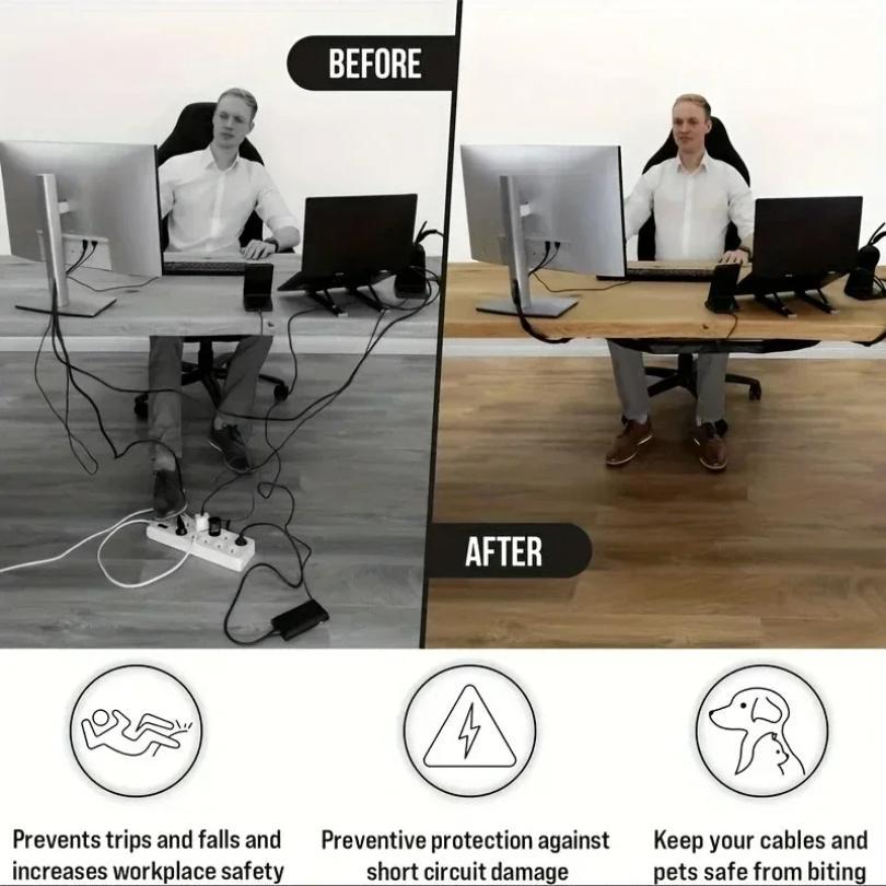 8-Loch-Steckdosen-Netzbeutel Kabelmanagement-Netz unter dem Schreibtisch Tisch-Kabelmanagement-Netz-Organizer Flexible Drahtverstecker