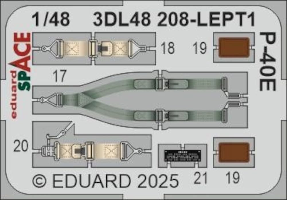 eduard Space Interior 3D Decal Parts Set Plastic Model Decal EDU3DL48208 1/48 P-40E w/Etching (for Eduard) (Airplane)